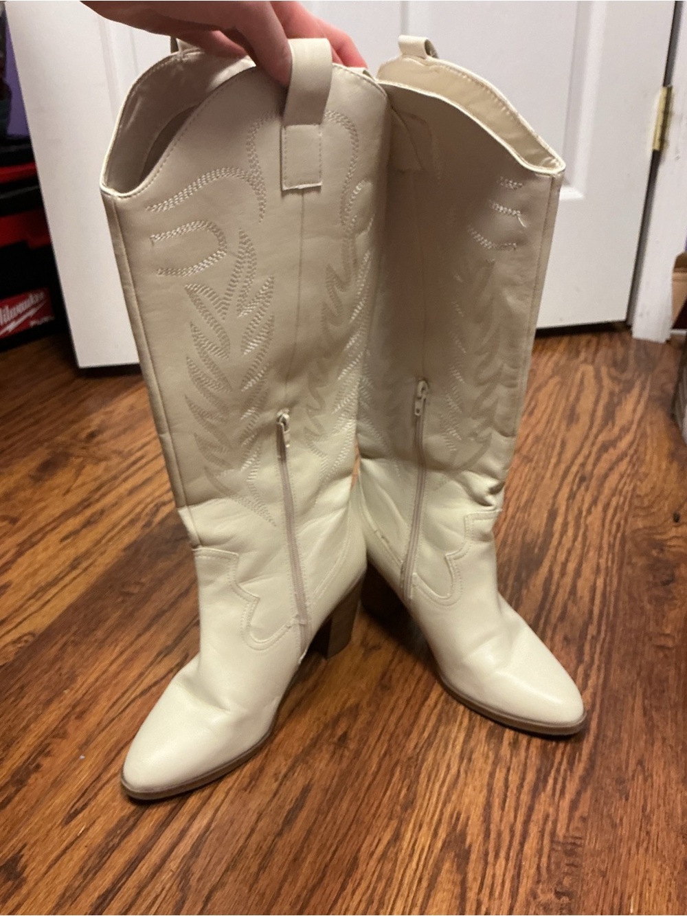 MIA Cream Tall Western Heeled Boots